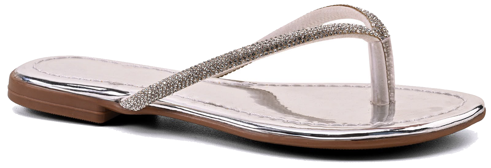 Rasteirinha Magnólia, nude champanhe com strass